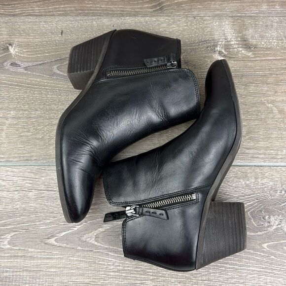 Frye Judith Double Zip Black Leather Women’s Sz 8M Heeled Ankle Boots - Picture 9 of 10